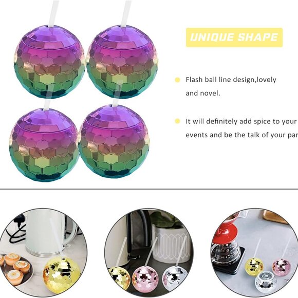A set of 16 colorful disco ball cups, 19 ounces disco cups, pairs of transparent - Picture 2 of 7